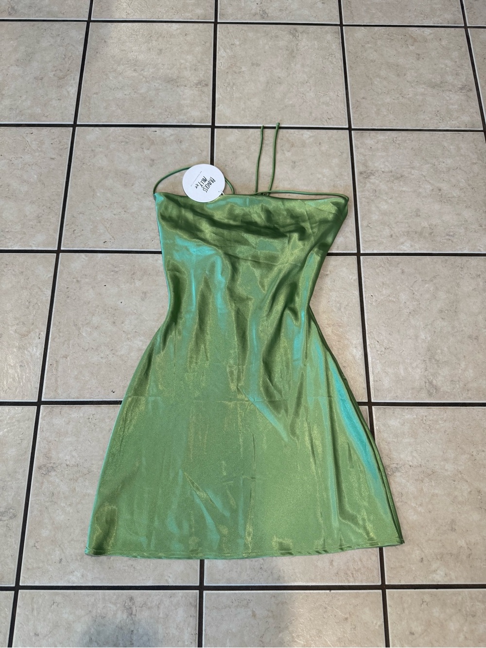Strapless Shimmer Green Satin Mini Dress